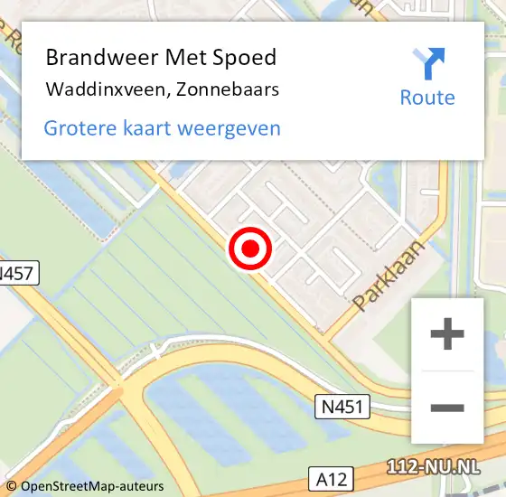 Locatie op kaart van de 112 melding: Brandweer Met Spoed Naar Waddinxveen, Zonnebaars op 25 januari 2024 18:43