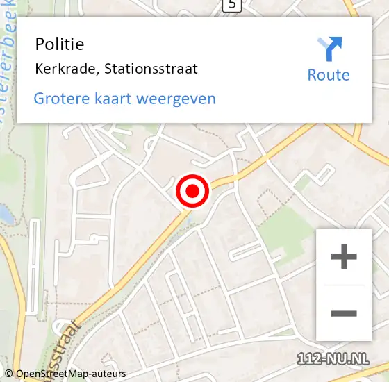 Locatie op kaart van de 112 melding: Politie Kerkrade, Stationsstraat op 25 januari 2024 18:48