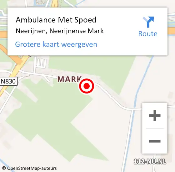 Locatie op kaart van de 112 melding: Ambulance Met Spoed Naar Neerijnen, Neerijnense Mark op 23 september 2014 13:40