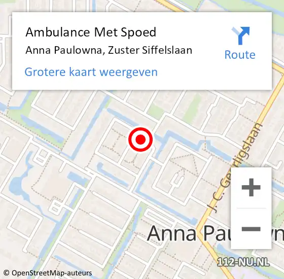 Locatie op kaart van de 112 melding: Ambulance Met Spoed Naar Anna Paulowna, Zuster Siffelslaan op 25 januari 2024 19:27