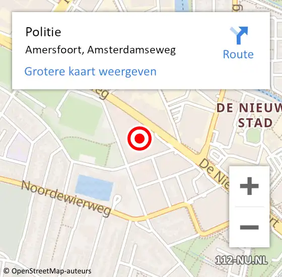 Locatie op kaart van de 112 melding: Politie Amersfoort, Amsterdamseweg op 25 januari 2024 19:34