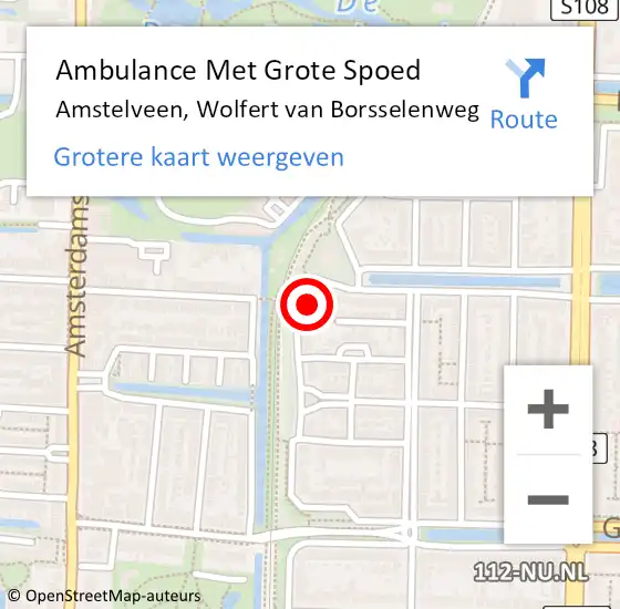 Locatie op kaart van de 112 melding: Ambulance Met Grote Spoed Naar Amstelveen, Wolfert van Borsselenweg op 25 januari 2024 19:35