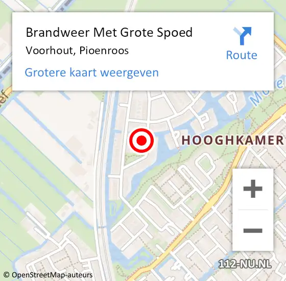 Locatie op kaart van de 112 melding: Brandweer Met Grote Spoed Naar Voorhout, Pioenroos op 25 januari 2024 19:35