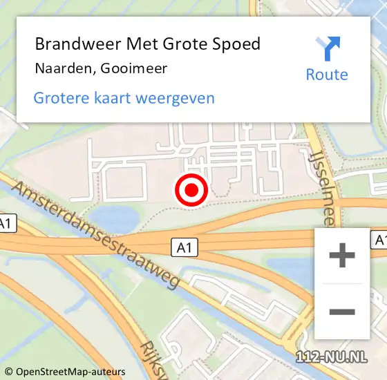 Locatie op kaart van de 112 melding: Brandweer Met Grote Spoed Naar Naarden, Gooimeer op 25 januari 2024 19:46