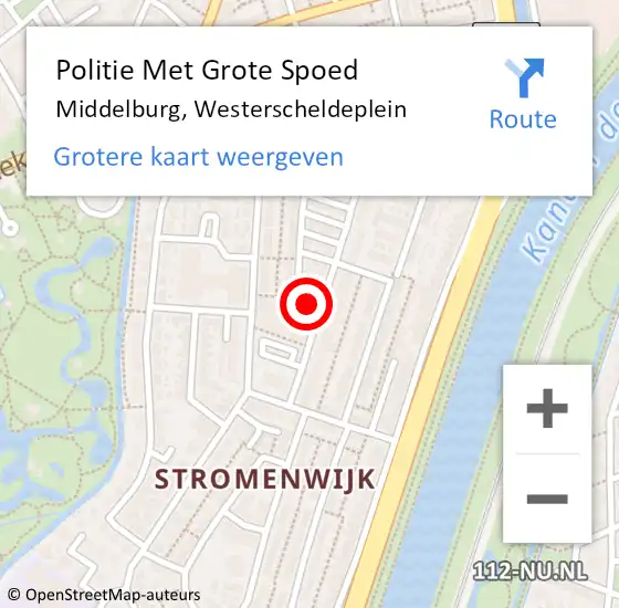 Locatie op kaart van de 112 melding: Politie Met Grote Spoed Naar Middelburg, Westerscheldeplein op 25 januari 2024 19:47