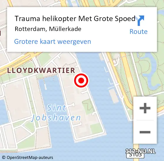 Locatie op kaart van de 112 melding: Trauma helikopter Met Grote Spoed Naar Rotterdam, Müllerkade op 25 januari 2024 20:10