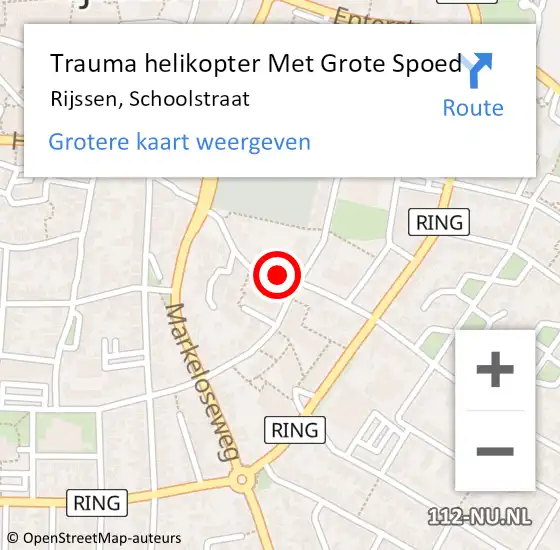 Locatie op kaart van de 112 melding: Trauma helikopter Met Grote Spoed Naar Rijssen, Schoolstraat op 25 januari 2024 20:40