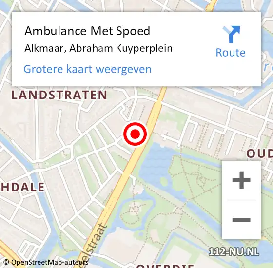 Locatie op kaart van de 112 melding: Ambulance Met Spoed Naar Alkmaar, Abraham Kuyperplein op 25 januari 2024 21:27