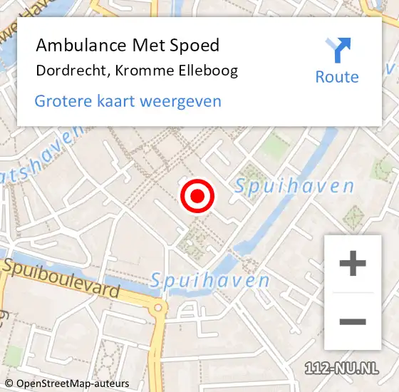 Locatie op kaart van de 112 melding: Ambulance Met Spoed Naar Dordrecht, Kromme Elleboog op 25 januari 2024 21:40