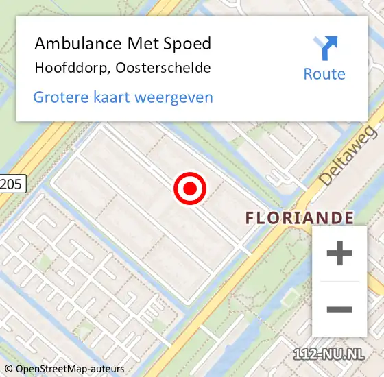 Locatie op kaart van de 112 melding: Ambulance Met Spoed Naar Hoofddorp, Oosterschelde op 25 januari 2024 21:43