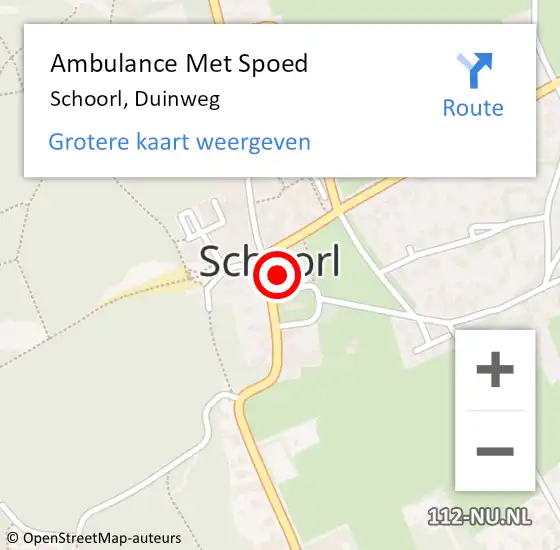 Locatie op kaart van de 112 melding: Ambulance Met Spoed Naar Schoorl, Duinweg op 25 januari 2024 21:45
