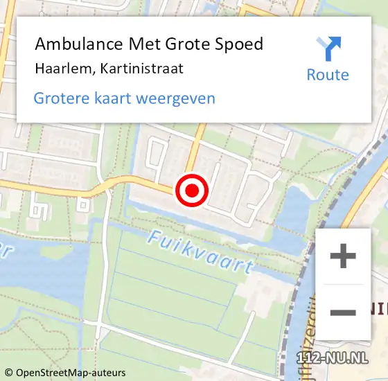 Locatie op kaart van de 112 melding: Ambulance Met Grote Spoed Naar Haarlem, Kartinistraat op 25 januari 2024 21:58