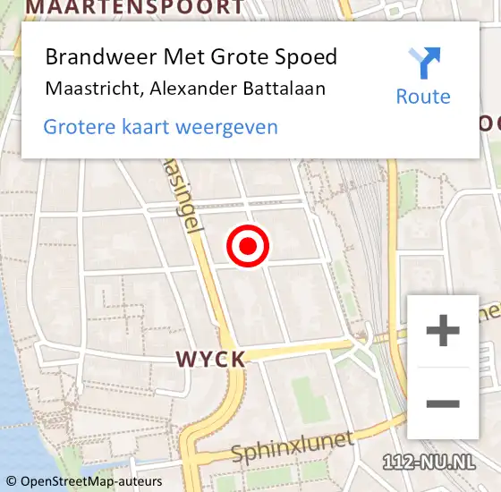 Locatie op kaart van de 112 melding: Brandweer Met Grote Spoed Naar Maastricht, Alexander Battalaan op 25 januari 2024 22:08