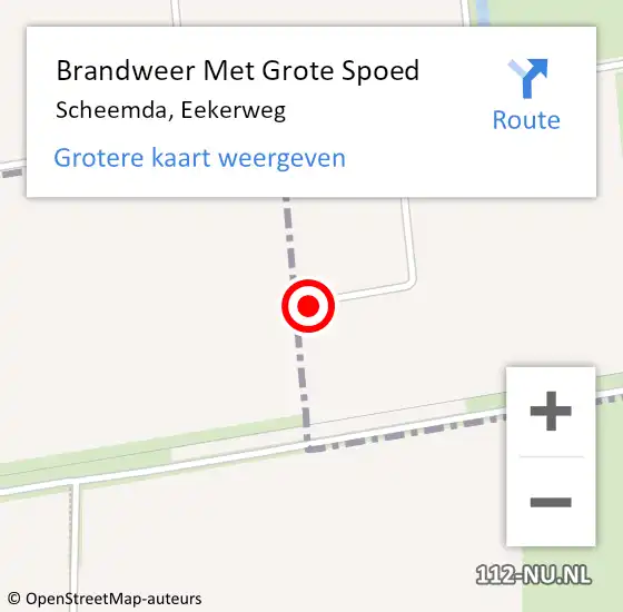 Locatie op kaart van de 112 melding: Brandweer Met Grote Spoed Naar Scheemda, Eekerweg op 25 januari 2024 22:13