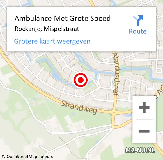 Locatie op kaart van de 112 melding: Ambulance Met Grote Spoed Naar Rockanje, Mispelstraat op 25 januari 2024 23:03