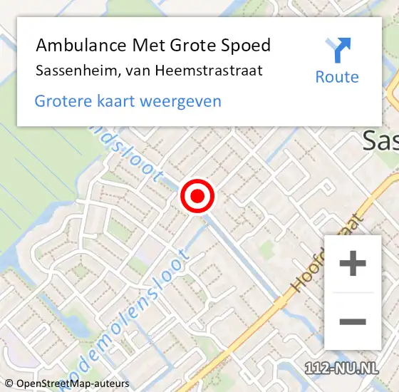 Locatie op kaart van de 112 melding: Ambulance Met Grote Spoed Naar Sassenheim, van Heemstrastraat op 25 januari 2024 23:19