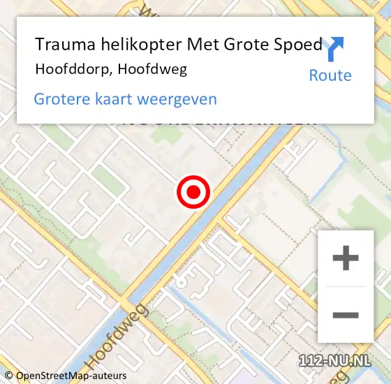 Locatie op kaart van de 112 melding: Trauma helikopter Met Grote Spoed Naar Hoofddorp, Hoofdweg op 25 januari 2024 23:25
