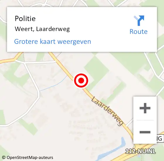 Locatie op kaart van de 112 melding: Politie Weert, Laarderweg op 25 januari 2024 23:32