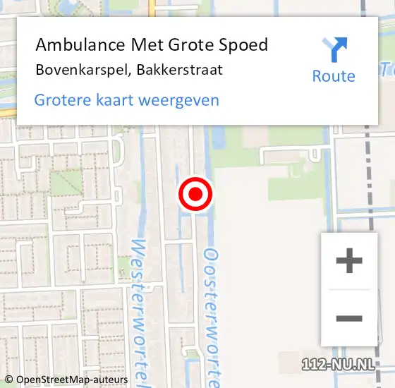 Locatie op kaart van de 112 melding: Ambulance Met Grote Spoed Naar Bovenkarspel, Bakkerstraat op 26 januari 2024 00:18