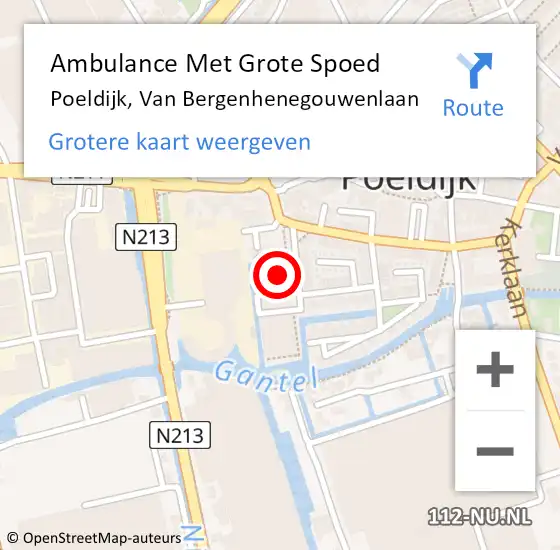 Locatie op kaart van de 112 melding: Ambulance Met Grote Spoed Naar Poeldijk, Van Bergenhenegouwenlaan op 26 januari 2024 01:39