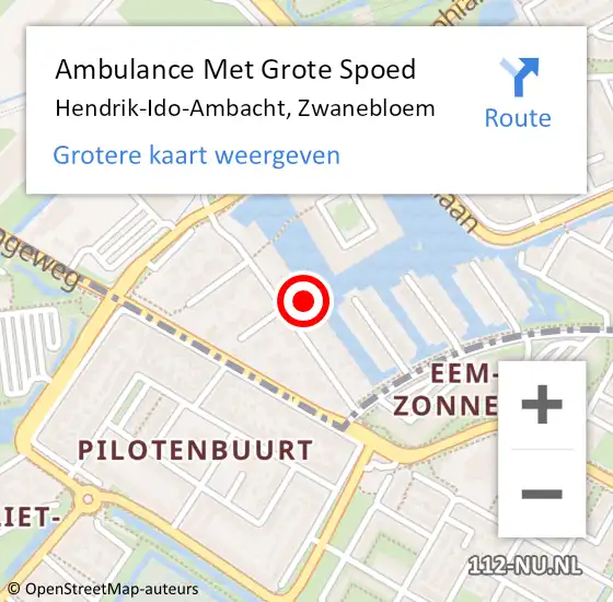 Locatie op kaart van de 112 melding: Ambulance Met Grote Spoed Naar Hendrik-Ido-Ambacht, Zwanebloem op 26 januari 2024 01:54