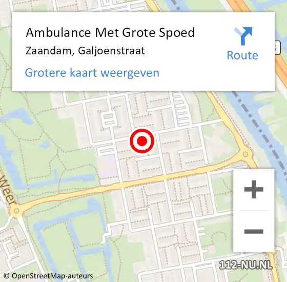 Locatie op kaart van de 112 melding: Ambulance Met Grote Spoed Naar Zaandam, Galjoenstraat op 26 januari 2024 05:50