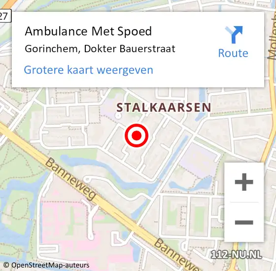 Locatie op kaart van de 112 melding: Ambulance Met Spoed Naar Gorinchem, Dokter Bauerstraat op 26 januari 2024 06:21
