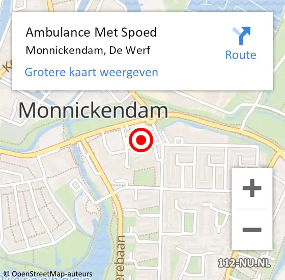 Locatie op kaart van de 112 melding: Ambulance Met Spoed Naar Monnickendam, De Werf op 26 januari 2024 06:38