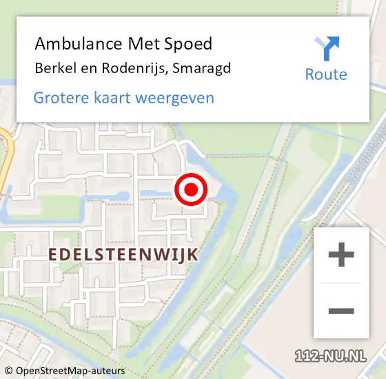 Locatie op kaart van de 112 melding: Ambulance Met Spoed Naar Berkel en Rodenrijs, Smaragd op 26 januari 2024 07:09