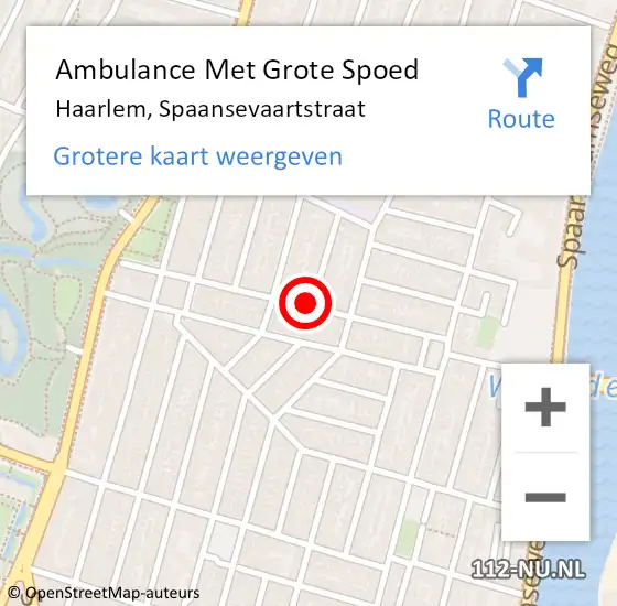 Locatie op kaart van de 112 melding: Ambulance Met Grote Spoed Naar Haarlem, Spaansevaartstraat op 26 januari 2024 07:53