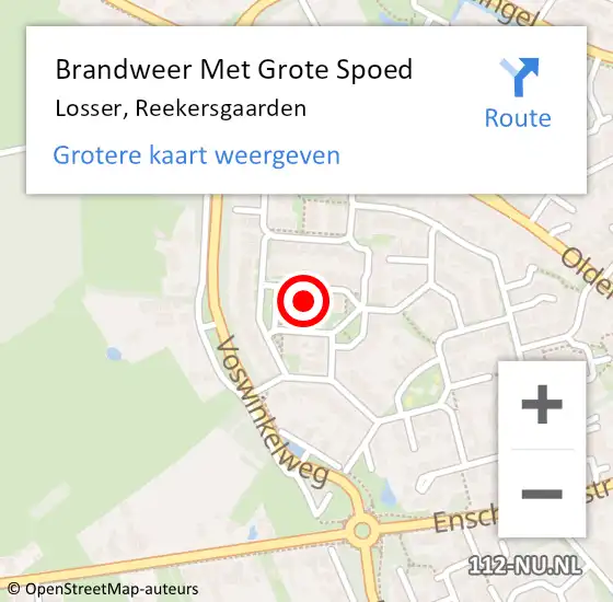 Locatie op kaart van de 112 melding: Brandweer Met Grote Spoed Naar Losser, Reekersgaarden op 26 januari 2024 08:02