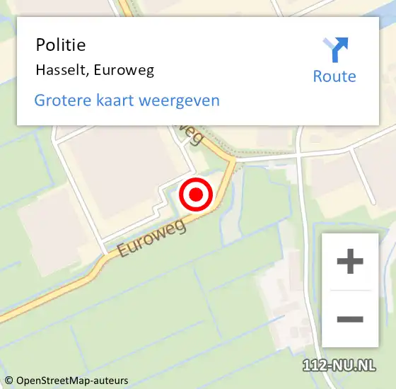 Locatie op kaart van de 112 melding: Politie Hasselt, Euroweg op 26 januari 2024 08:24