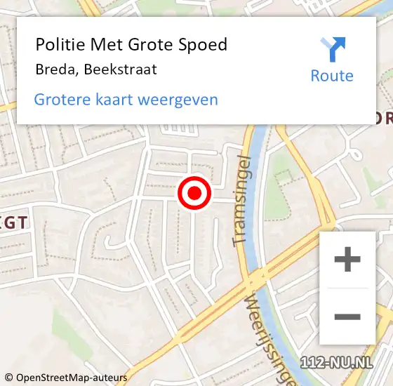 Locatie op kaart van de 112 melding: Politie Met Grote Spoed Naar Breda, Beekstraat op 26 januari 2024 08:31