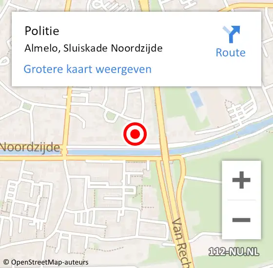 Locatie op kaart van de 112 melding: Politie Almelo, Sluiskade Noordzijde op 26 januari 2024 08:44