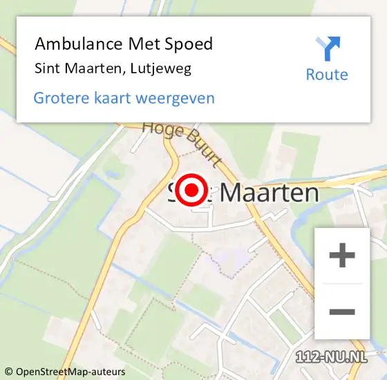 Locatie op kaart van de 112 melding: Ambulance Met Spoed Naar Sint Maarten, Lutjeweg op 23 september 2014 14:31