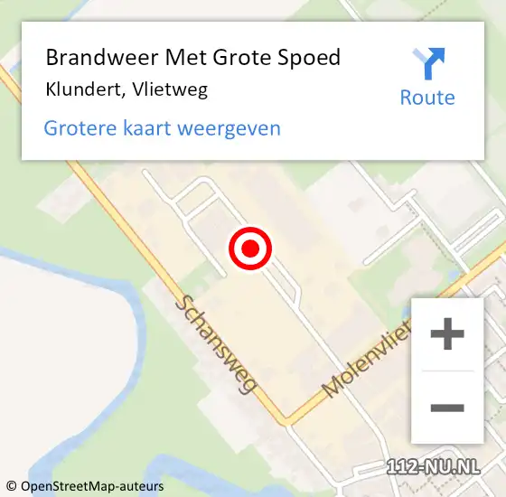 Locatie op kaart van de 112 melding: Brandweer Met Grote Spoed Naar Klundert, Vlietweg op 26 januari 2024 09:03