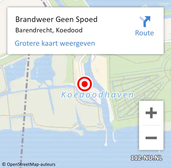 Locatie op kaart van de 112 melding: Brandweer Geen Spoed Naar Barendrecht, Koedood op 26 januari 2024 09:08