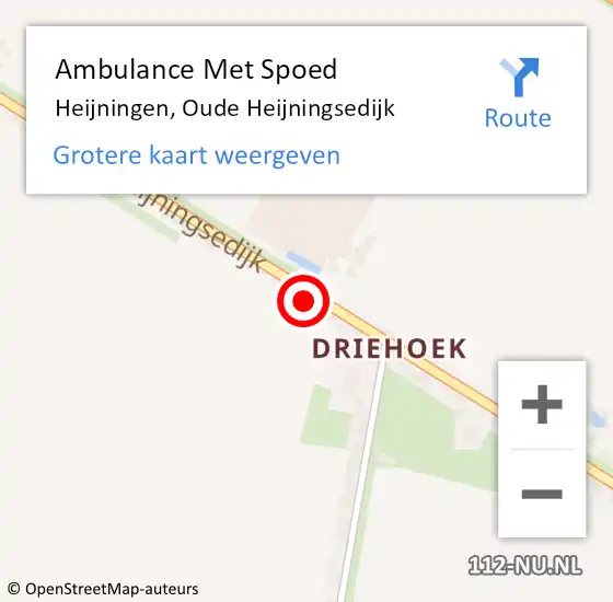 Locatie op kaart van de 112 melding: Ambulance Met Spoed Naar Heijningen, Oude Heijningsedijk op 23 september 2014 14:36