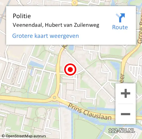 Locatie op kaart van de 112 melding: Politie Veenendaal, Hubert van Zuilenweg op 26 januari 2024 09:28