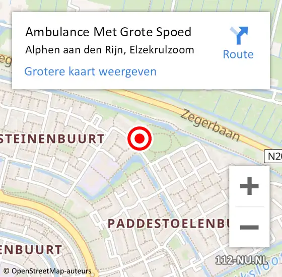 Locatie op kaart van de 112 melding: Ambulance Met Grote Spoed Naar Alphen aan den Rijn, Elzekrulzoom op 26 januari 2024 09:33