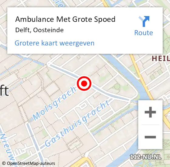 Locatie op kaart van de 112 melding: Ambulance Met Grote Spoed Naar Delft, Oosteinde op 26 januari 2024 10:10