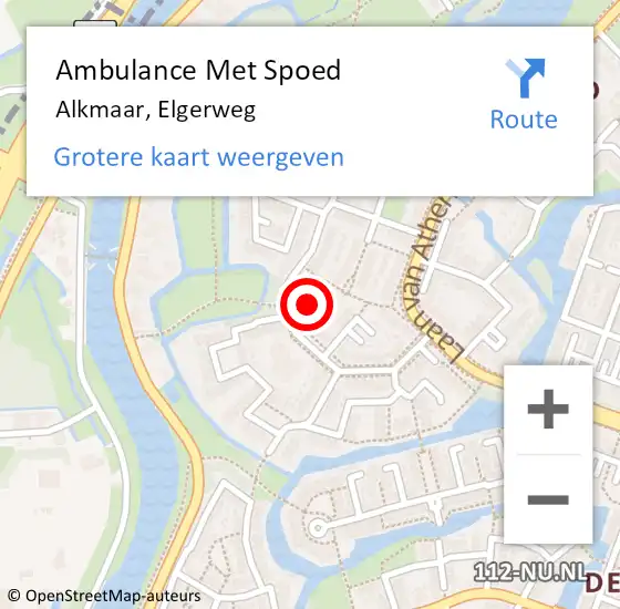 Locatie op kaart van de 112 melding: Ambulance Met Spoed Naar Alkmaar, Elgerweg op 26 januari 2024 10:30