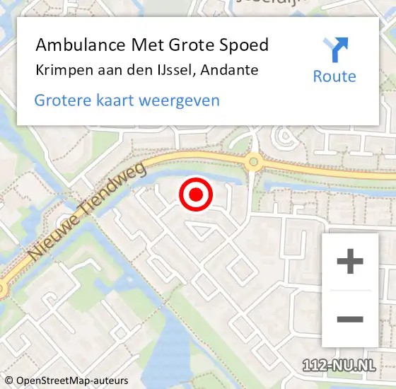 Locatie op kaart van de 112 melding: Ambulance Met Grote Spoed Naar Krimpen aan den IJssel, Andante op 26 januari 2024 10:31