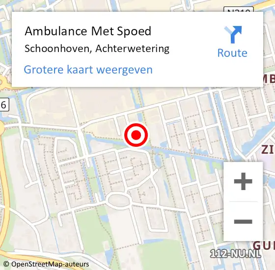 Locatie op kaart van de 112 melding: Ambulance Met Spoed Naar Schoonhoven, Achterwetering op 26 januari 2024 10:37