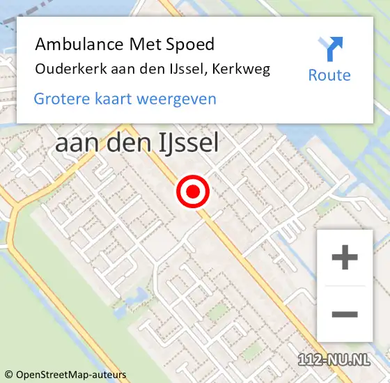 Locatie op kaart van de 112 melding: Ambulance Met Spoed Naar Ouderkerk aan den IJssel, Kerkweg op 26 januari 2024 10:54