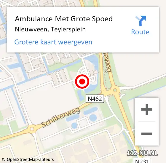 Locatie op kaart van de 112 melding: Ambulance Met Grote Spoed Naar Nieuwveen, Teylersplein op 26 januari 2024 10:58