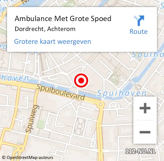 Locatie op kaart van de 112 melding: Ambulance Met Grote Spoed Naar Dordrecht, Achterom op 26 januari 2024 11:02