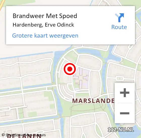 Locatie op kaart van de 112 melding: Brandweer Met Spoed Naar Hardenberg, Erve Odinck op 26 januari 2024 11:03