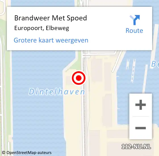 Locatie op kaart van de 112 melding: Brandweer Met Spoed Naar Europoort, Elbeweg op 26 januari 2024 11:07