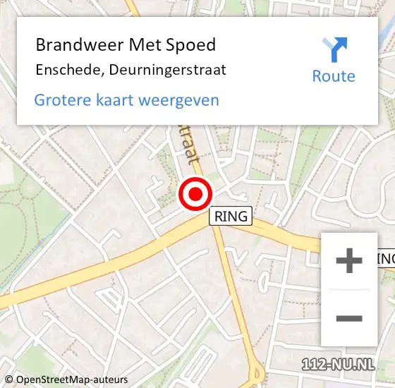 Locatie op kaart van de 112 melding: Brandweer Met Spoed Naar Enschede, Deurningerstraat op 26 januari 2024 11:19